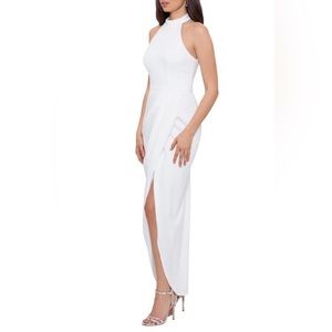 XSCAPE Halter Neck Crepe Gown- Ivory size 12